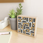 Mid Century Modern Piquet Retro Abstract Multi Pattern in Charcoal Gray, Muted Mustard Gold, and Cream Mini Art Print Gallery Image 2