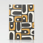 Mid Century Modern Piquet Retro Abstract Multi Pattern in Charcoal Gray, Muted Mustard Gold, and Cream Stationery Card Gallery Image 2