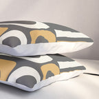 Mid Century Modern Piquet Retro Abstract Multi Pattern in Charcoal Gray, Muted Mustard Gold, and Cream Pillow Sham Gallery Image 3