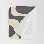 Mid Century Modern Piquet Retro Abstract Multi Pattern in Charcoal Gray, Muted Mustard Gold, and Cream Throw Blanket Gallery Image 3