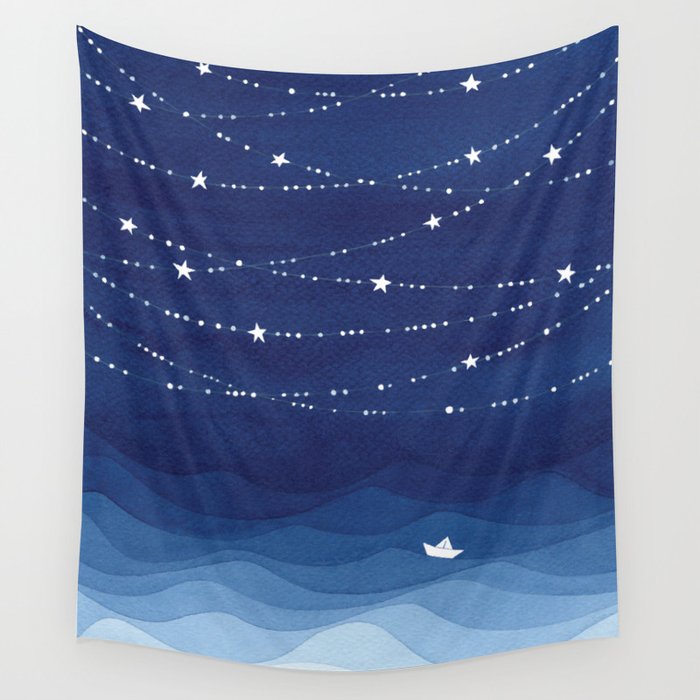 Garland of Stars IV, night sky Wall Tapestry Gallery Image 4