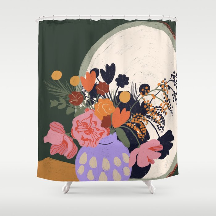 Flowers in the mirror Shower Curtain Gallery Image 1
