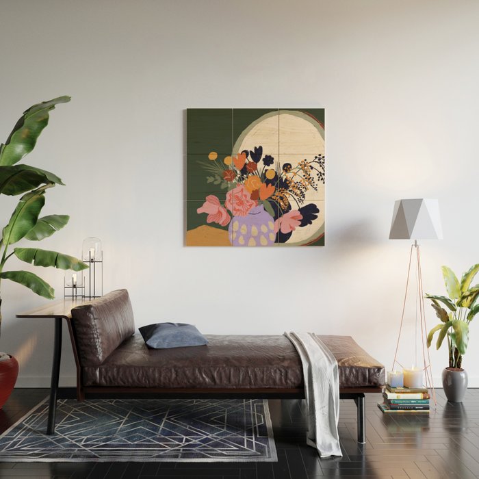 Flowers in the mirror Wood Wall Art Gallery Image 2