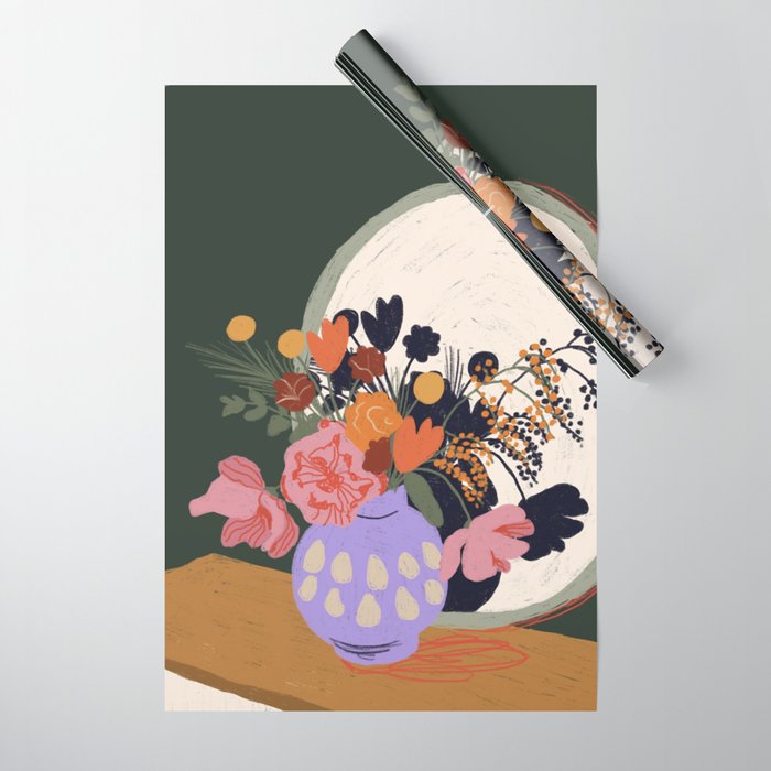 Flowers in the mirror Wrapping Paper Gallery Image 1