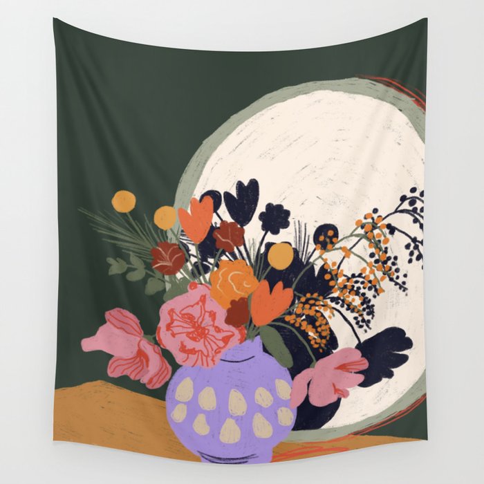 Flowers in the mirror Wall Tapestry Gallery Image 4
