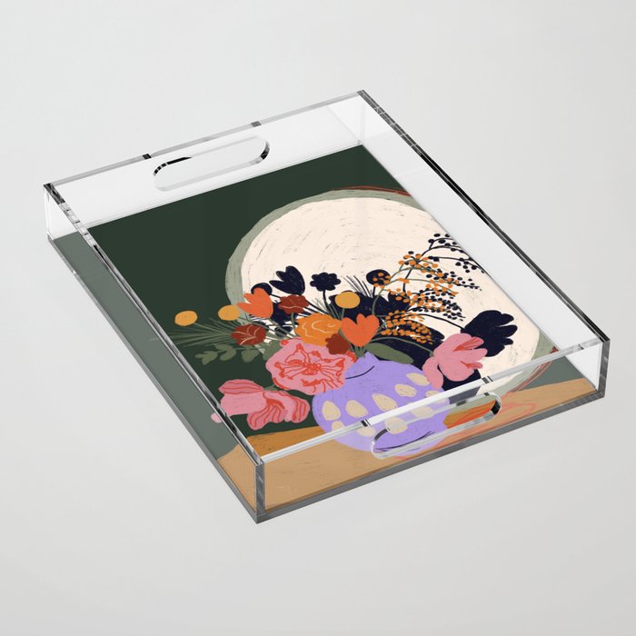 Flowers in the mirror Acrylic Tray Gallery Image 1