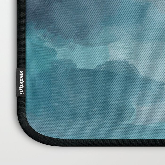 Island in the Distance I - Aqua Blue Green Abstract Art Painting Laptop Sleeve Gallery Image 3
