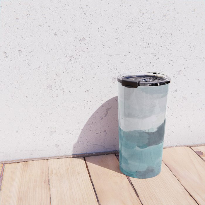Island in the Distance I - Aqua Blue Green Abstract Art Painting Travel Mug Gallery Image 4