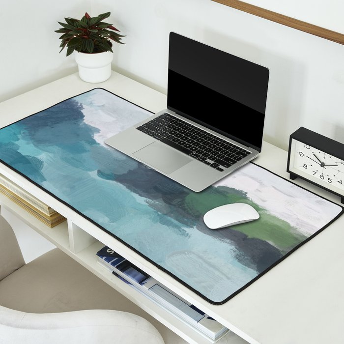 Island in the Distance I - Aqua Blue Green Abstract Art Painting Desk Mat Gallery Image 2