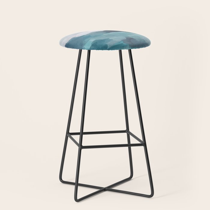 Island in the Distance I - Aqua Blue Green Abstract Art Painting Stool Gallery Image 1