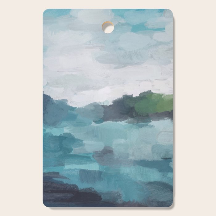 Island in the Distance I - Aqua Blue Green Abstract Art Painting Cutting Board Gallery Image 1
