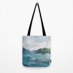 Island in the Distance I - Aqua Blue Green Abstract Art Painting Tote Bag Gallery Image 2