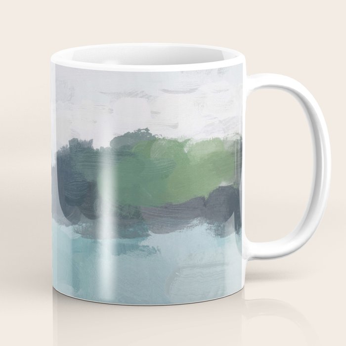 Island in the Distance I - Aqua Blue Green Abstract Art Painting Coffee Mug Gallery Image 1