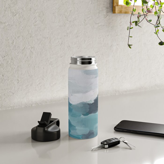 Island in the Distance I - Aqua Blue Green Abstract Art Painting Water Bottle Gallery Image 5