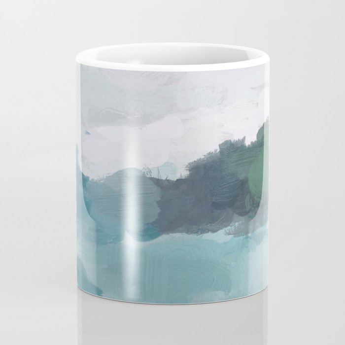 Island in the Distance I - Aqua Blue Green Abstract Art Painting Coffee Mug Gallery Image 4