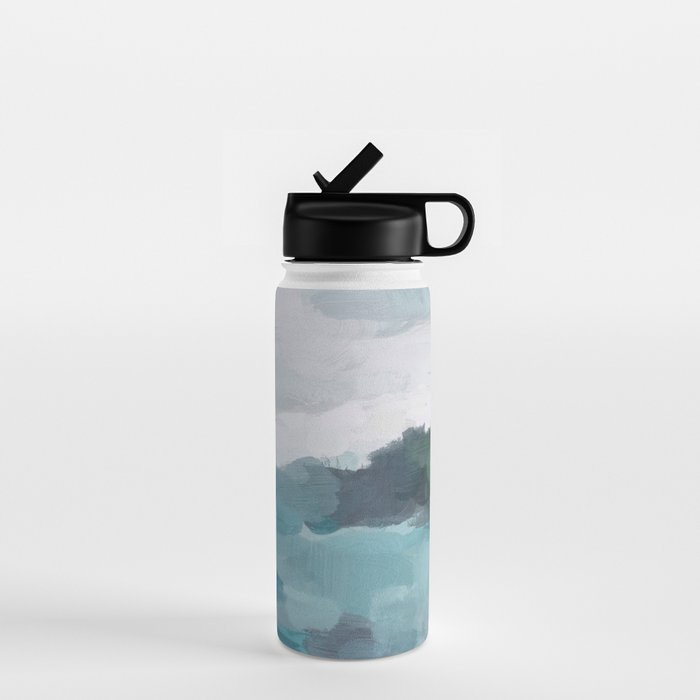Island in the Distance I - Aqua Blue Green Abstract Art Painting Water Bottle Gallery Image 1
