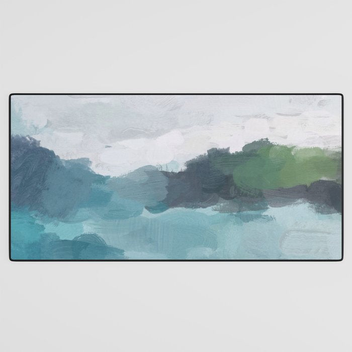 Island in the Distance I - Aqua Blue Green Abstract Art Painting Desk Mat Gallery Image 3