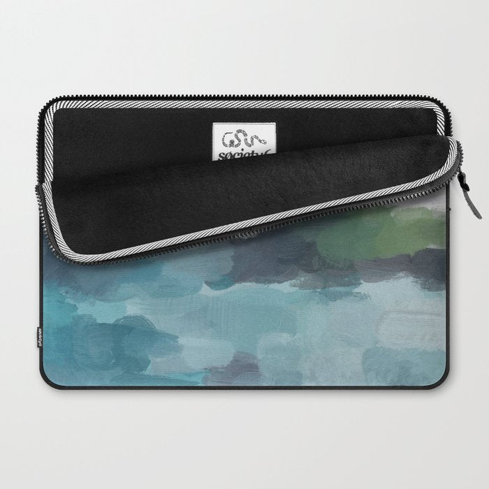 Island in the Distance I - Aqua Blue Green Abstract Art Painting Laptop Sleeve Gallery Image 2