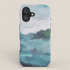 Island in the Distance I - Aqua Blue Green Abstract Art Painting iPhone Case Gallery Image 1