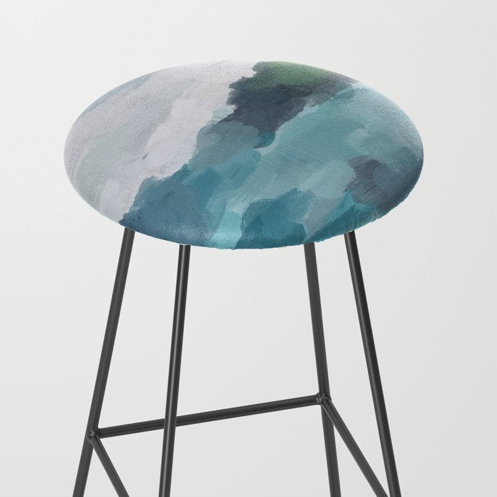 Island in the Distance I - Aqua Blue Green Abstract Art Painting Stool Gallery Image 2