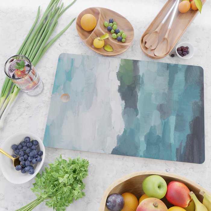Island in the Distance I - Aqua Blue Green Abstract Art Painting Cutting Board Gallery Image 2