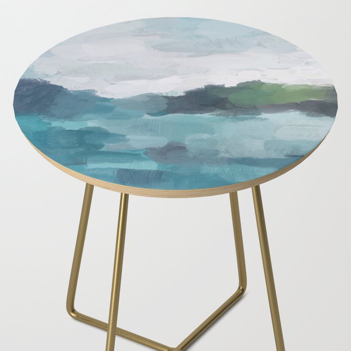Island in the Distance I - Aqua Blue Green Abstract Art Painting Side Table Gallery Image 2