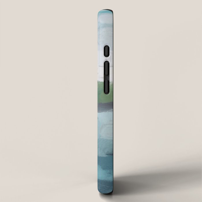 Island in the Distance I - Aqua Blue Green Abstract Art Painting iPhone Case Gallery Image 2