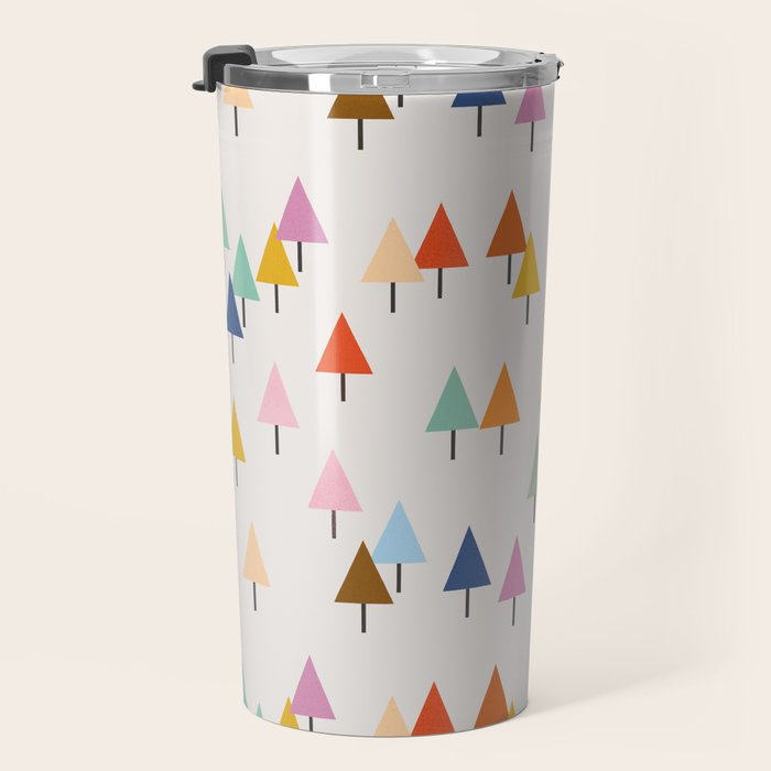 Pastel Triangle Trees: Cozy Winter Vibes with Modern Charm Travel Mug Gallery Image 3
