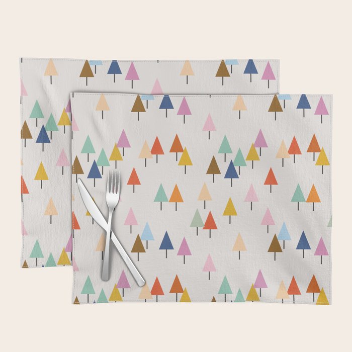 Pastel Triangle Trees: Cozy Winter Vibes with Modern Charm Placemat Gallery Image 1