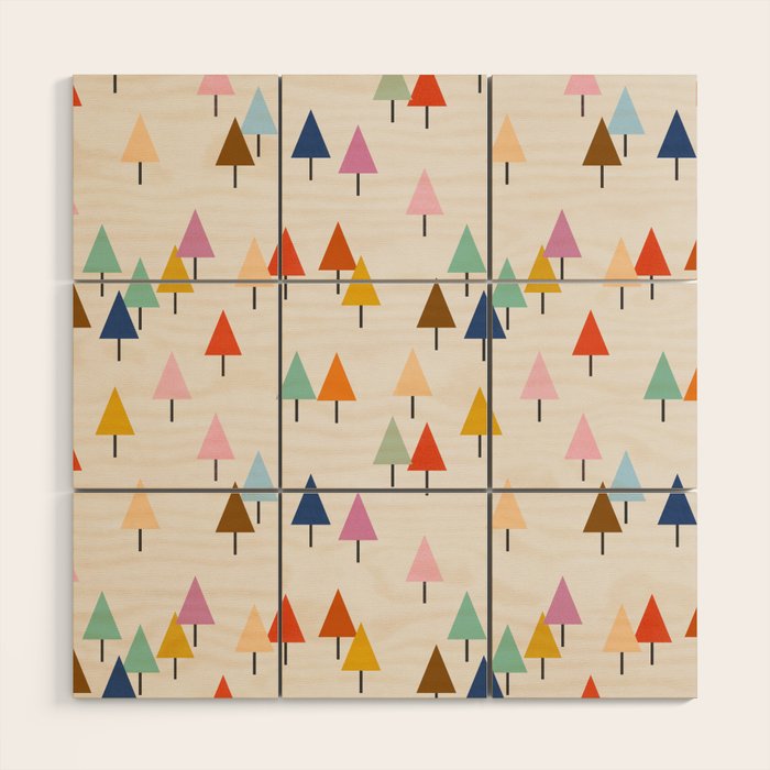 Pastel Triangle Trees: Cozy Winter Vibes with Modern Charm Wood Wall Art Gallery Image 1