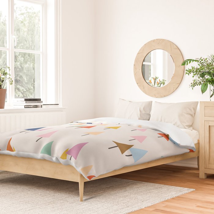 Pastel Triangle Trees: Cozy Winter Vibes with Modern Charm Duvet Cover Gallery Image 2