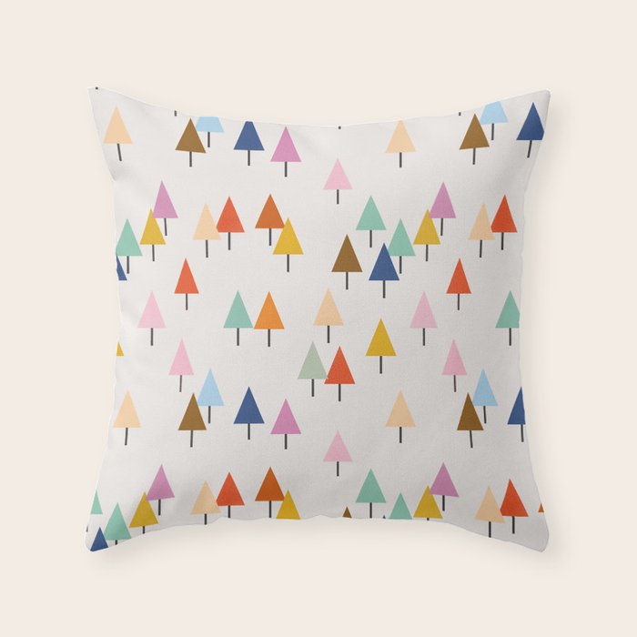Pastel Triangle Trees: Cozy Winter Vibes with Modern Charm Throw Pillow Gallery Image 6