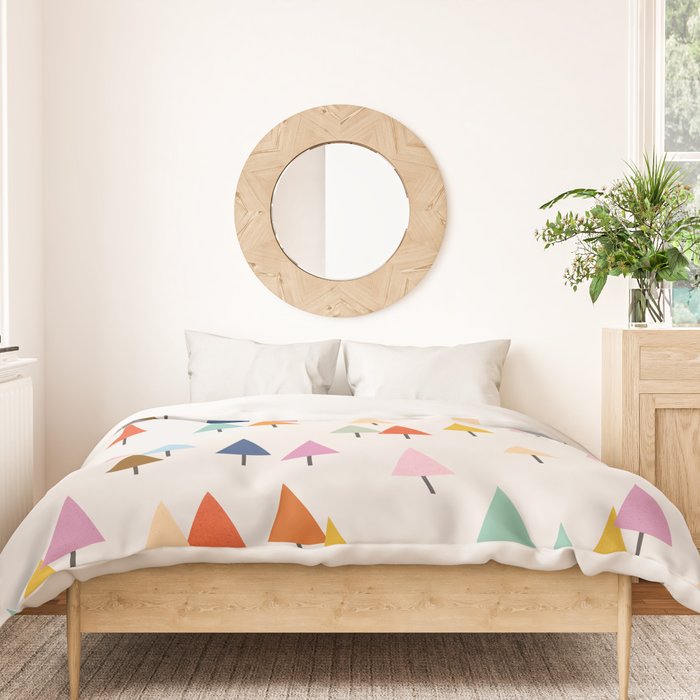Pastel Triangle Trees: Cozy Winter Vibes with Modern Charm Duvet Cover Gallery Image 3