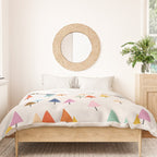 Pastel Triangle Trees: Cozy Winter Vibes with Modern Charm Duvet Cover Gallery Image 3