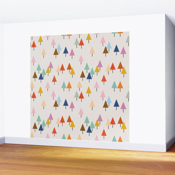 Pastel Triangle Trees: Cozy Winter Vibes with Modern Charm Wall Mural Gallery Image 2
