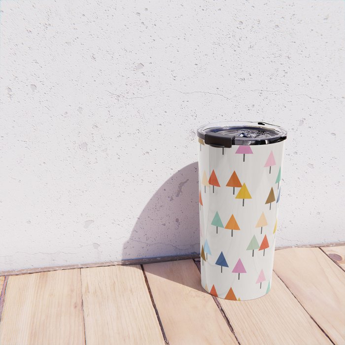 Pastel Triangle Trees: Cozy Winter Vibes with Modern Charm Travel Mug Gallery Image 4