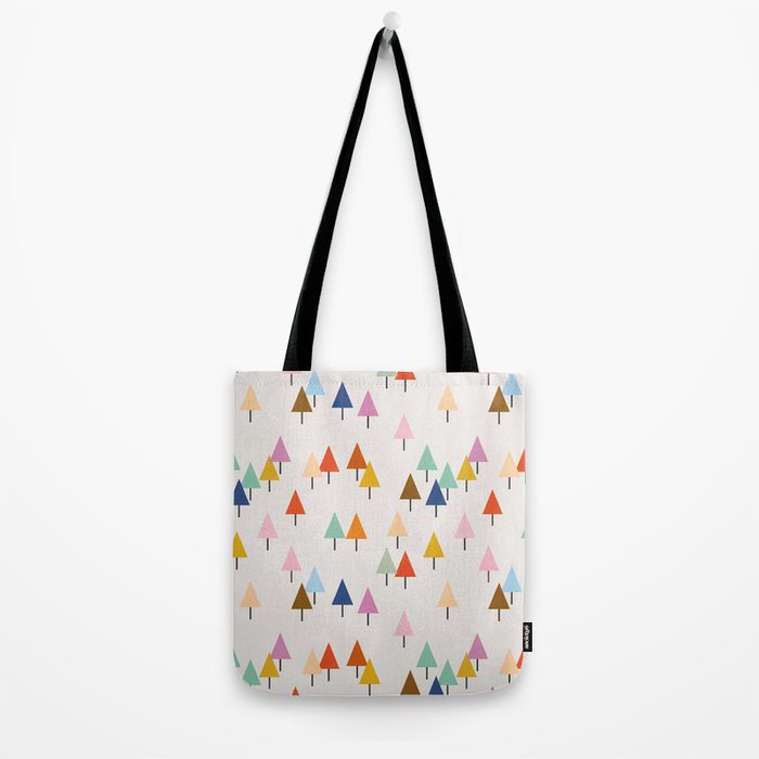 Pastel Triangle Trees: Cozy Winter Vibes with Modern Charm Tote Bag Gallery Image 2