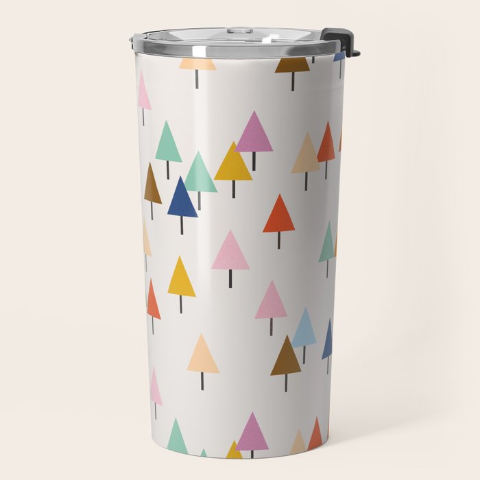 Pastel Triangle Trees: Cozy Winter Vibes with Modern Charm Travel Mug Gallery Image 2