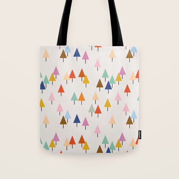 Pastel Triangle Trees: Cozy Winter Vibes with Modern Charm Tote Bag Gallery Image 1