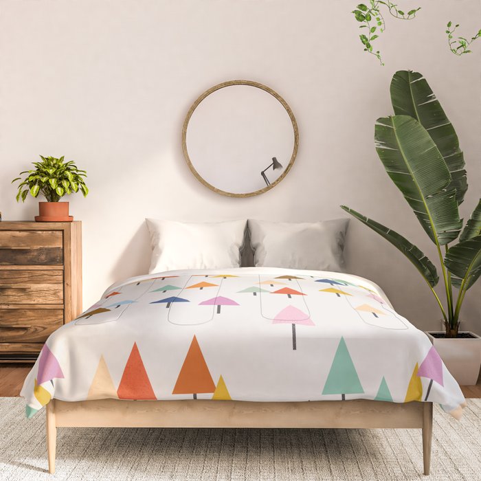 Pastel Triangle Trees: Cozy Winter Vibes with Modern Charm Comforter Gallery Image 3