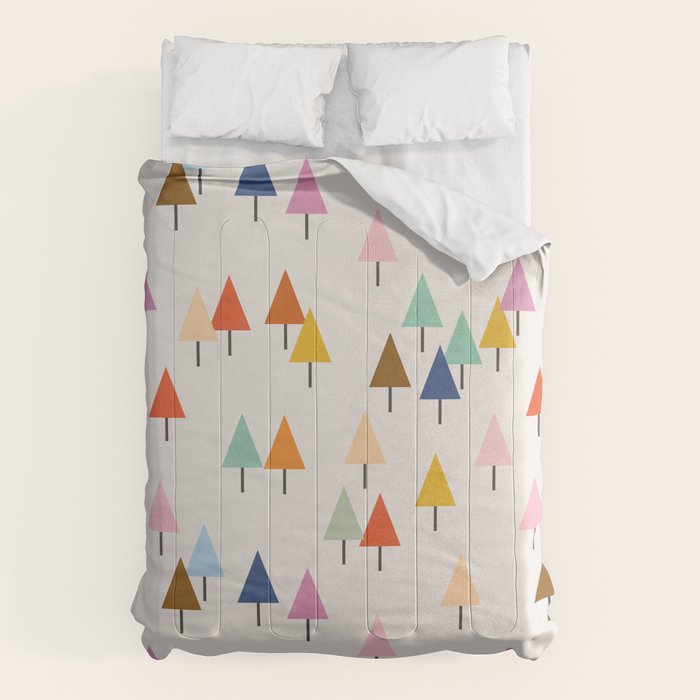 Pastel Triangle Trees: Cozy Winter Vibes with Modern Charm Comforter Gallery Image 1