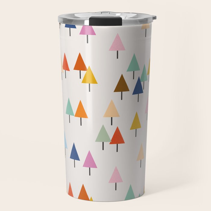 Pastel Triangle Trees: Cozy Winter Vibes with Modern Charm Travel Mug Gallery Image 1