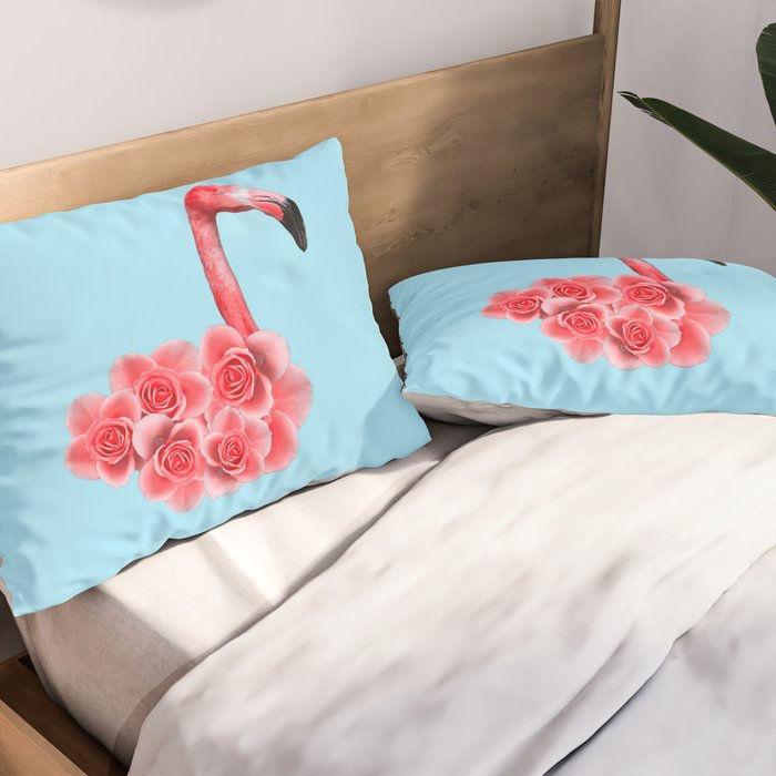 Flamingo Flowers: Pop Animals Pillow Sham Gallery Image 2