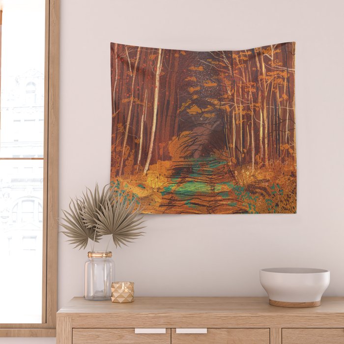 Autumn walk Wall Tapestry Gallery Image 2