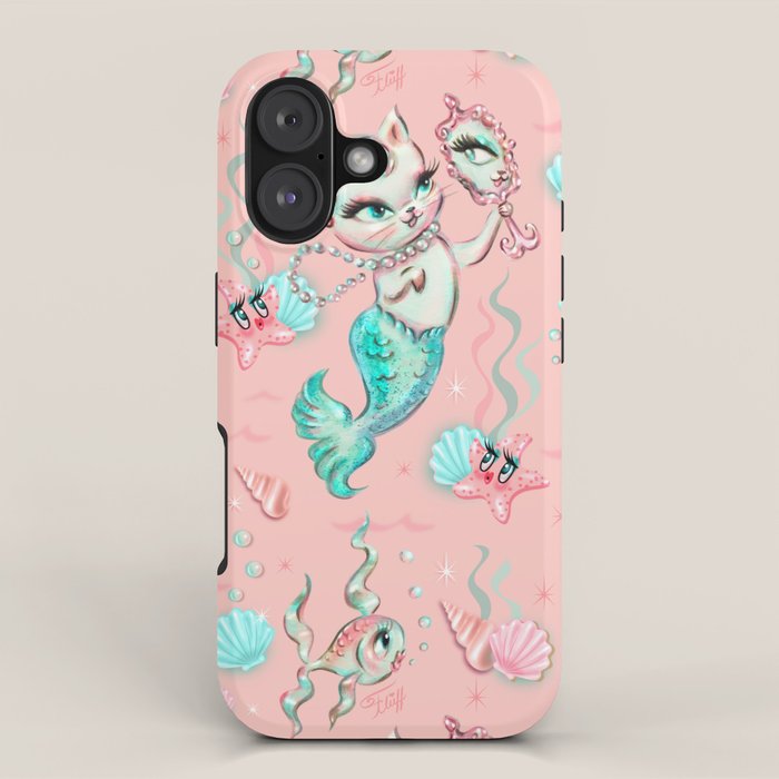 Merkittens with Pearls on blush iPhone Case Gallery Image 1