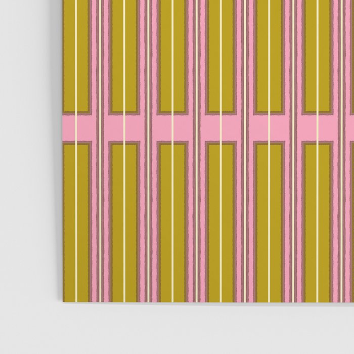 Eclectic Geometric Geo Box Striped Pattern in Pink Chartreuse Brown Cream Poster Gallery Image 3