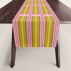 Eclectic Geometric Geo Box Striped Pattern in Pink Chartreuse Brown Cream Table Runner Gallery Image 1