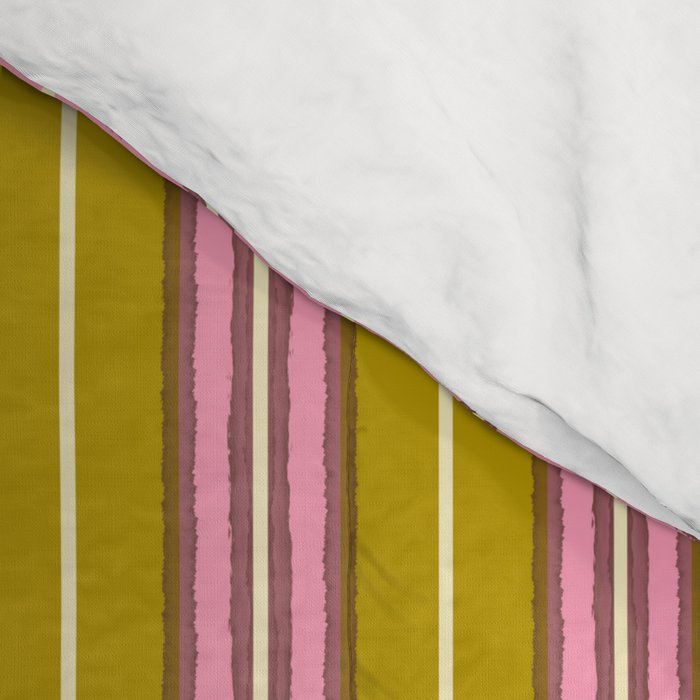 Eclectic Geometric Geo Box Striped Pattern in Pink Chartreuse Brown Cream Comforter Gallery Image 4