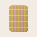 Eclectic Geometric Geo Box Striped Pattern in Pink Chartreuse Brown Cream Bath Mat Gallery Image 1