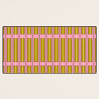 Eclectic Geometric Geo Box Striped Pattern in Pink Chartreuse Brown Cream Desk Mat Gallery Image 3